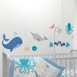 'WHALES TALE NAUTICAL /OCEAN ANIMALS NURSERY / KIDS' WALL DECALS