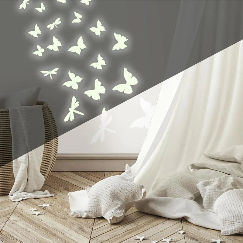 'BUTTERFLIES & DRAGONFLIES GLOW IN THE DARK' WALL DECALS